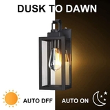 product 1-Light Hardwired Matte Black Outdoor Clear Glass Dusk to Dawn Wall Lantern Sconce - 12151-PC
